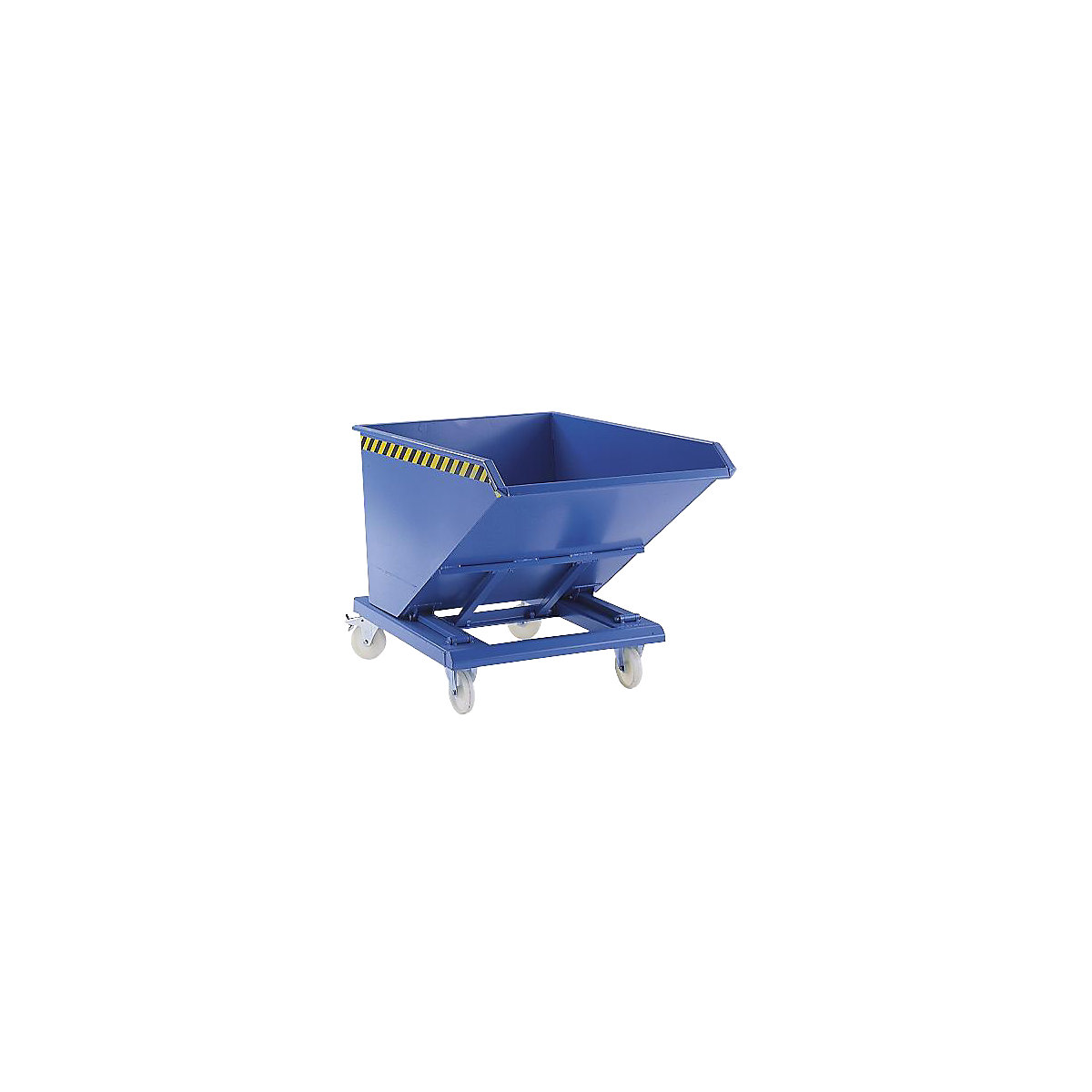Tilting skip, extremely low overall height, without wheels – eurokraft pro, capacity 1.0 m³, light blue-1
