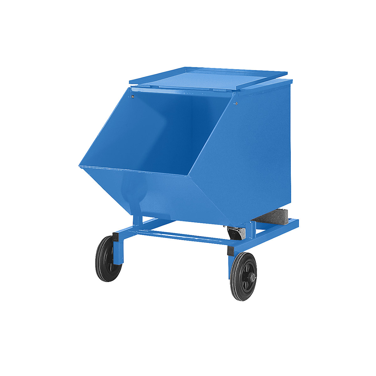 Tilting skip for bulk material – eurokraft pro, with solid rubber tyres, capacity 0.4 m³-4
