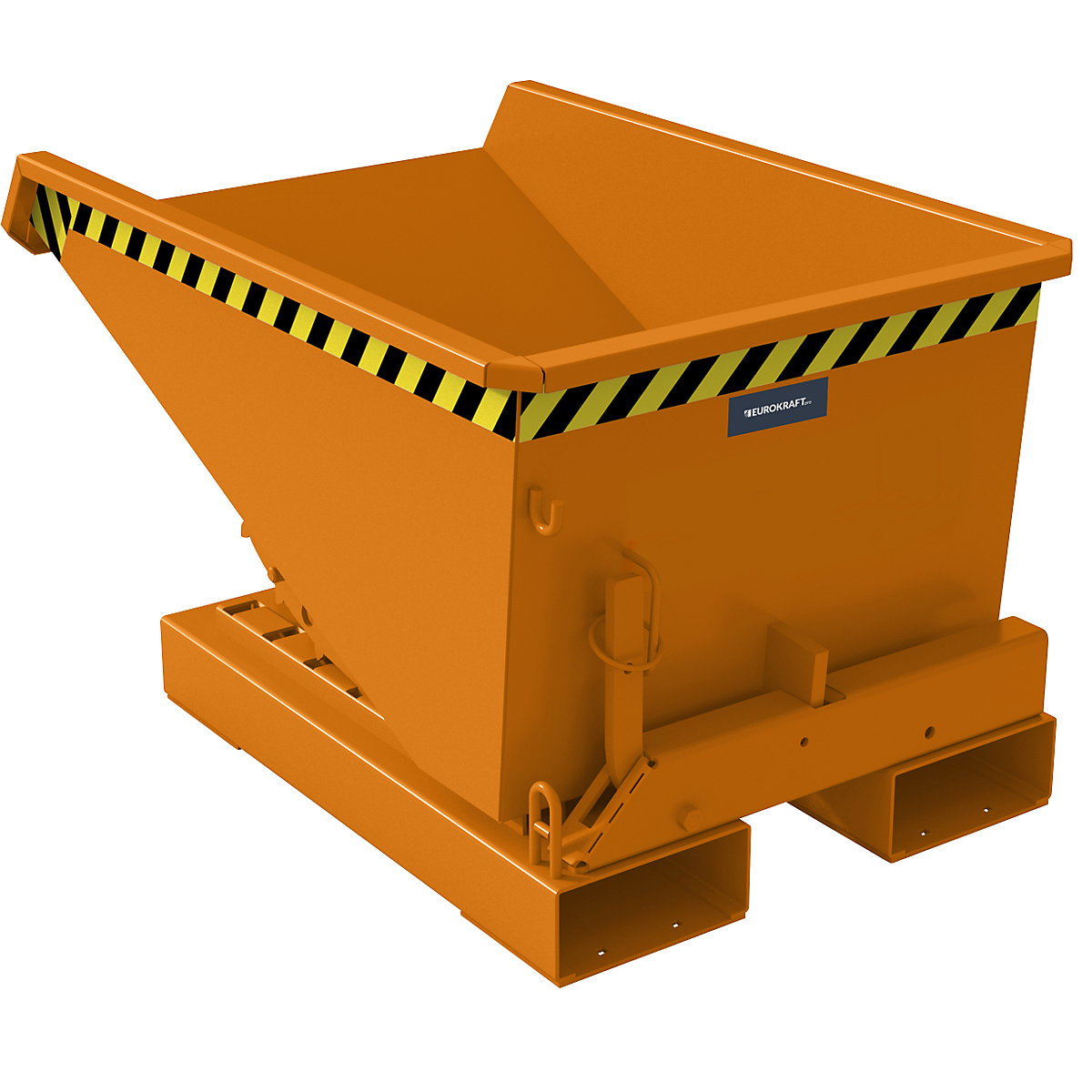 Tilting skip incl. roll-off mechanism – eurokraft pro, capacity 0.15 m³, LxWxH 960 x 640 x 550 mm, orange-7