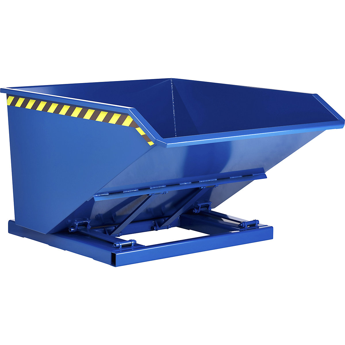 Tilting skip, low front edge height