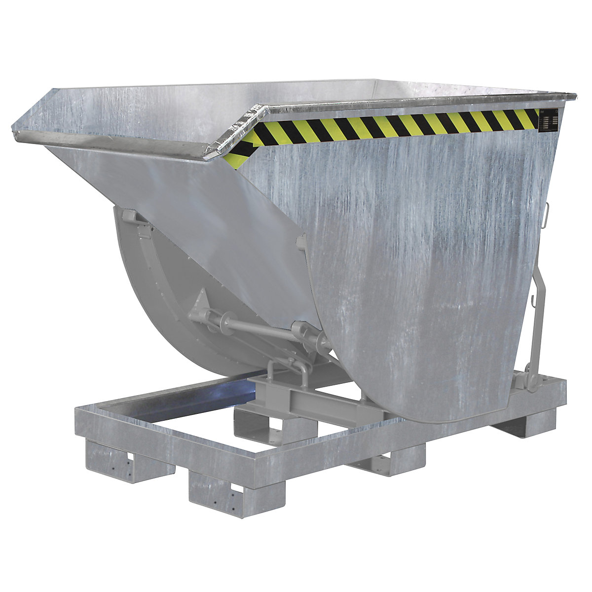 Tilting skip, narrow version – eurokraft pro, capacity 0.5 m³, max. load 2500 kg, hot dip galvanised in accordance with EN ISO 1461-11