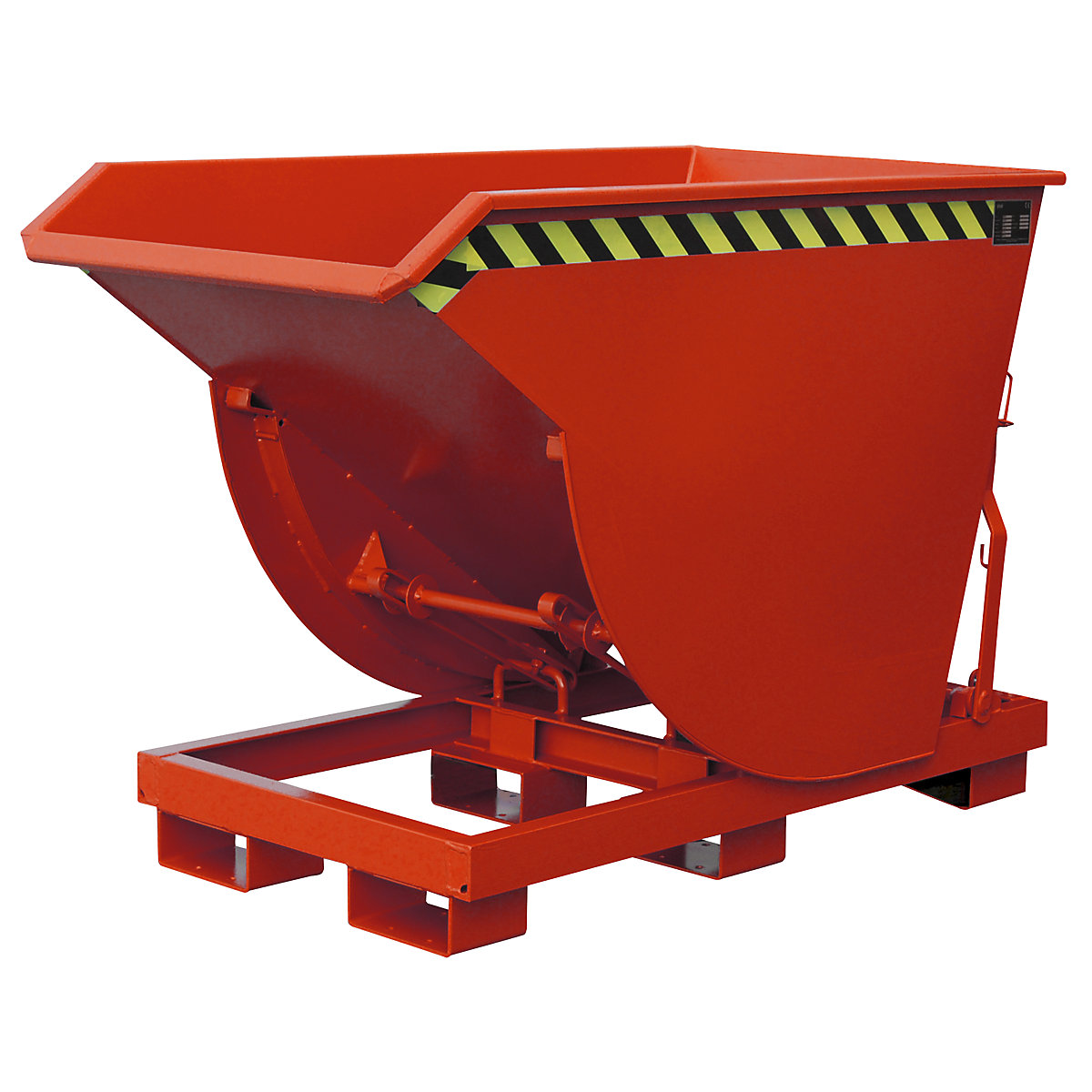 Tilting skip, narrow version – eurokraft pro, capacity 0.5 m³, max. load 2500 kg, red RAL 3000-10