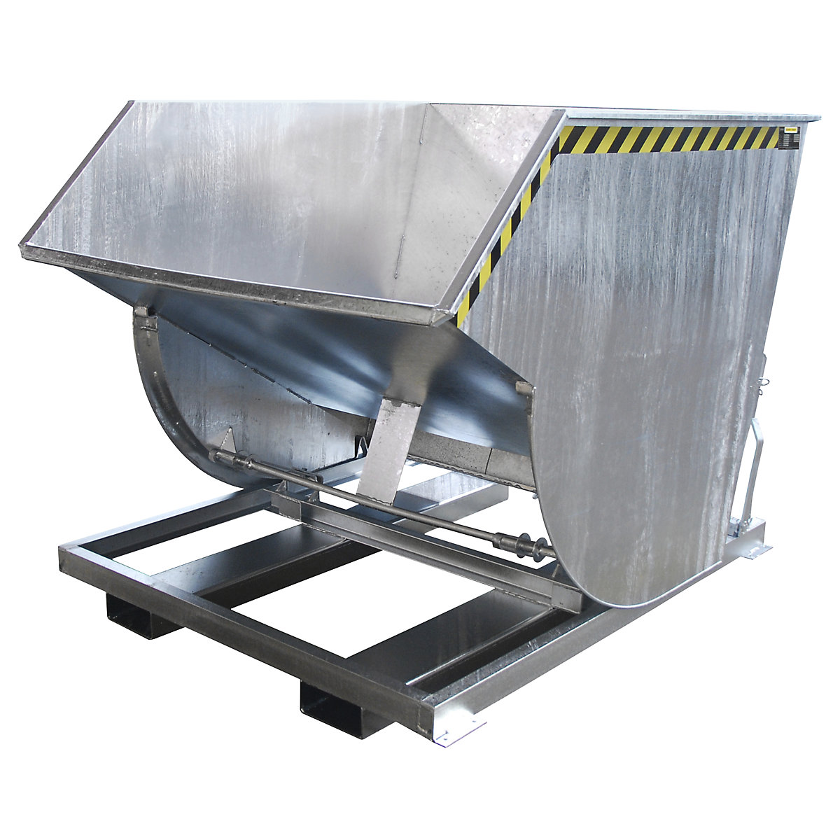Tilting skip, narrow version – eurokraft pro, capacity 2.0 m³, max. load 3000 kg, hot dip galvanised in accordance with EN ISO 1461-9