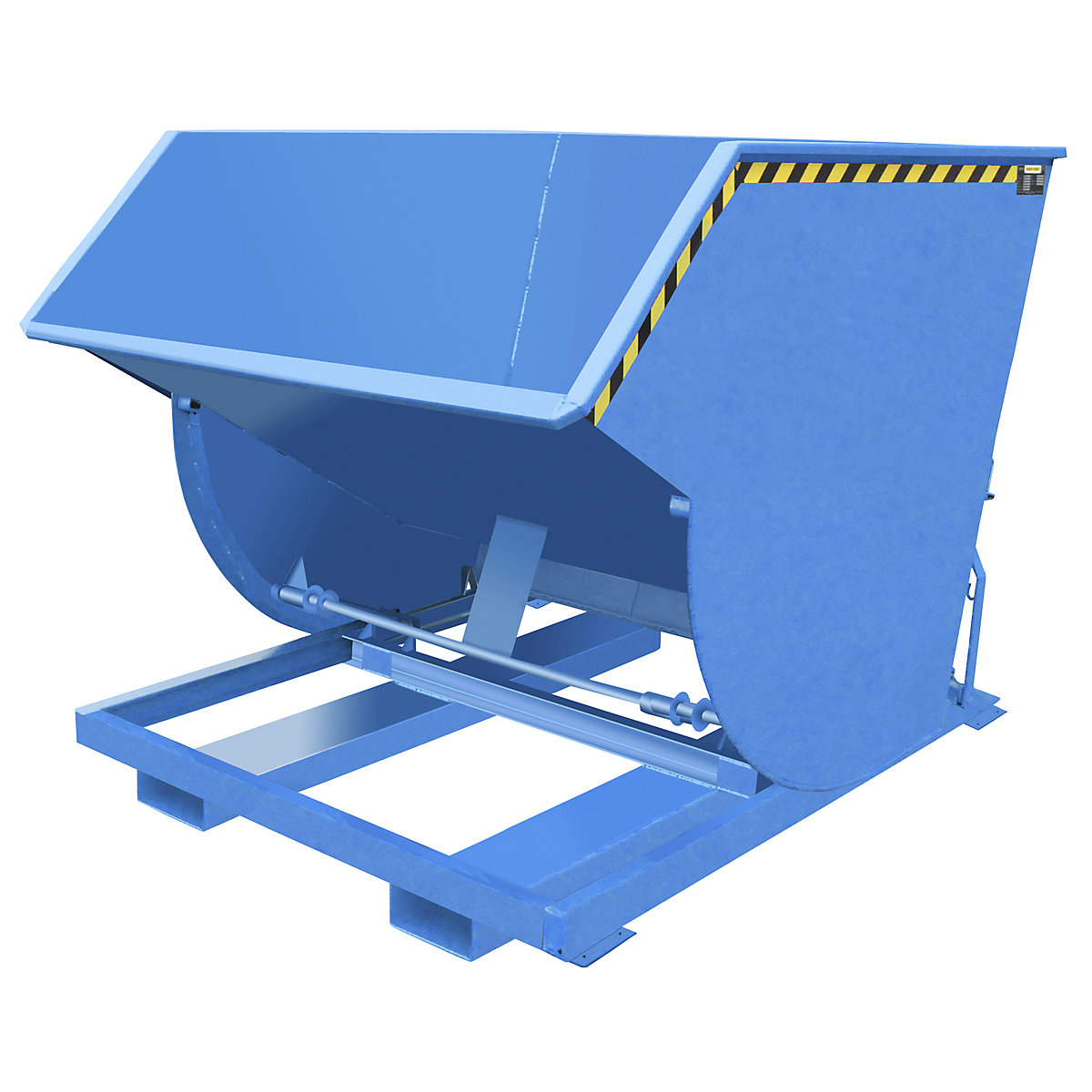 Tilting skip, narrow version – eurokraft pro, capacity 2.0 m³, max. load 3000 kg, light blue RAL 5012-8