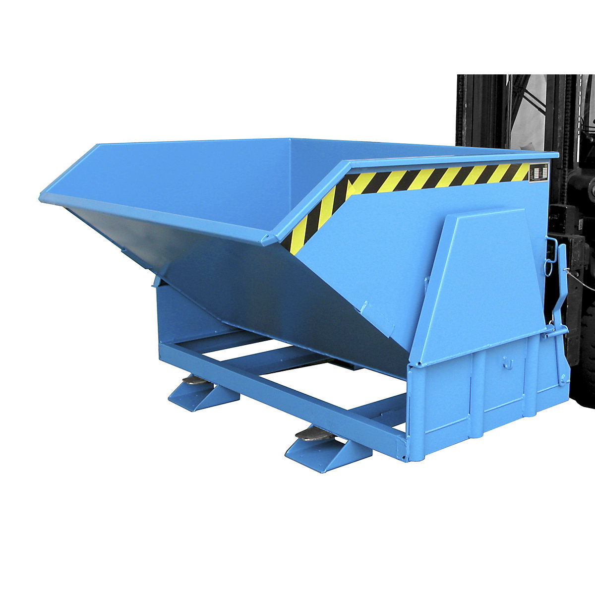 Tilting skip, standard overall height, without wheels – eurokraft pro, capacity 1.2 m³, painted light blue RAL 5012-8