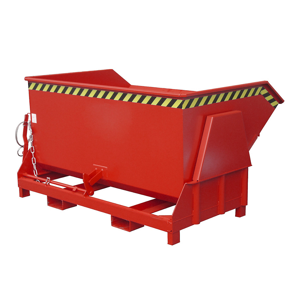 Tilting skip, standard overall height, without wheels – eurokraft pro, capacity 1.5 m³, painted red RAL 3000-11