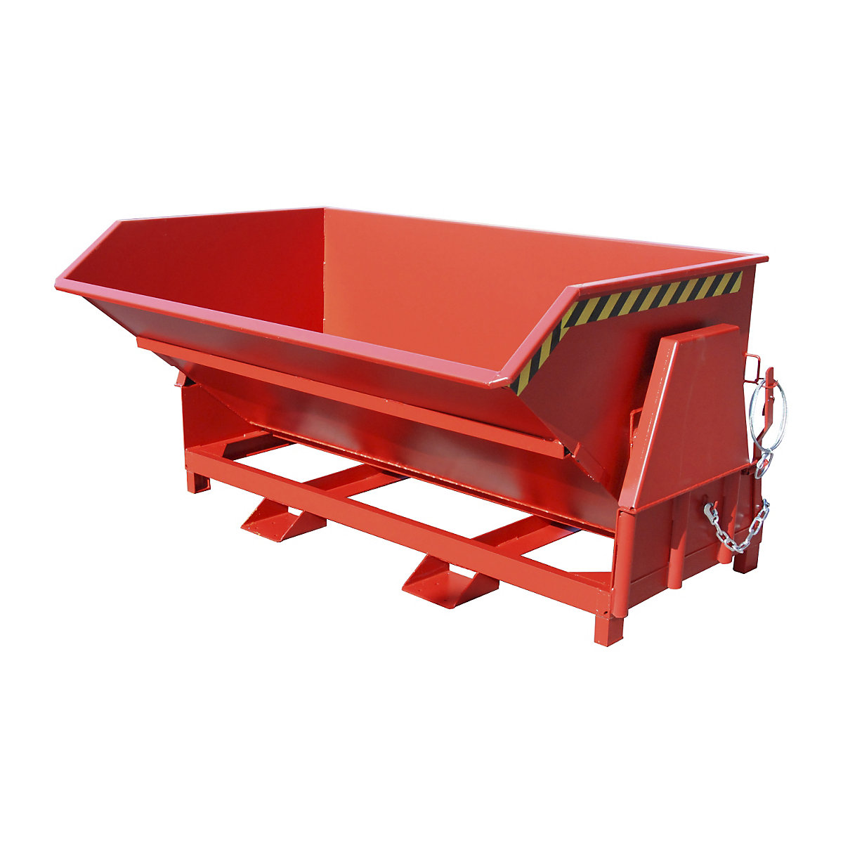 Tilting skip, standard overall height, without wheels – eurokraft pro, capacity 2.0 m³, painted red RAL 3000-9