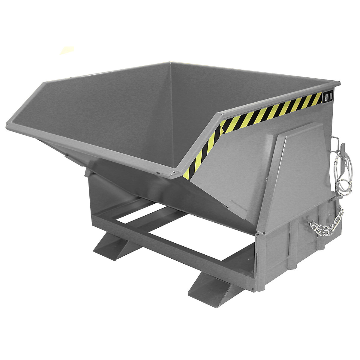 Tilting skip, standard overall height, without wheels – eurokraft pro, capacity 1.0 m³, painted grey RAL 7005-6