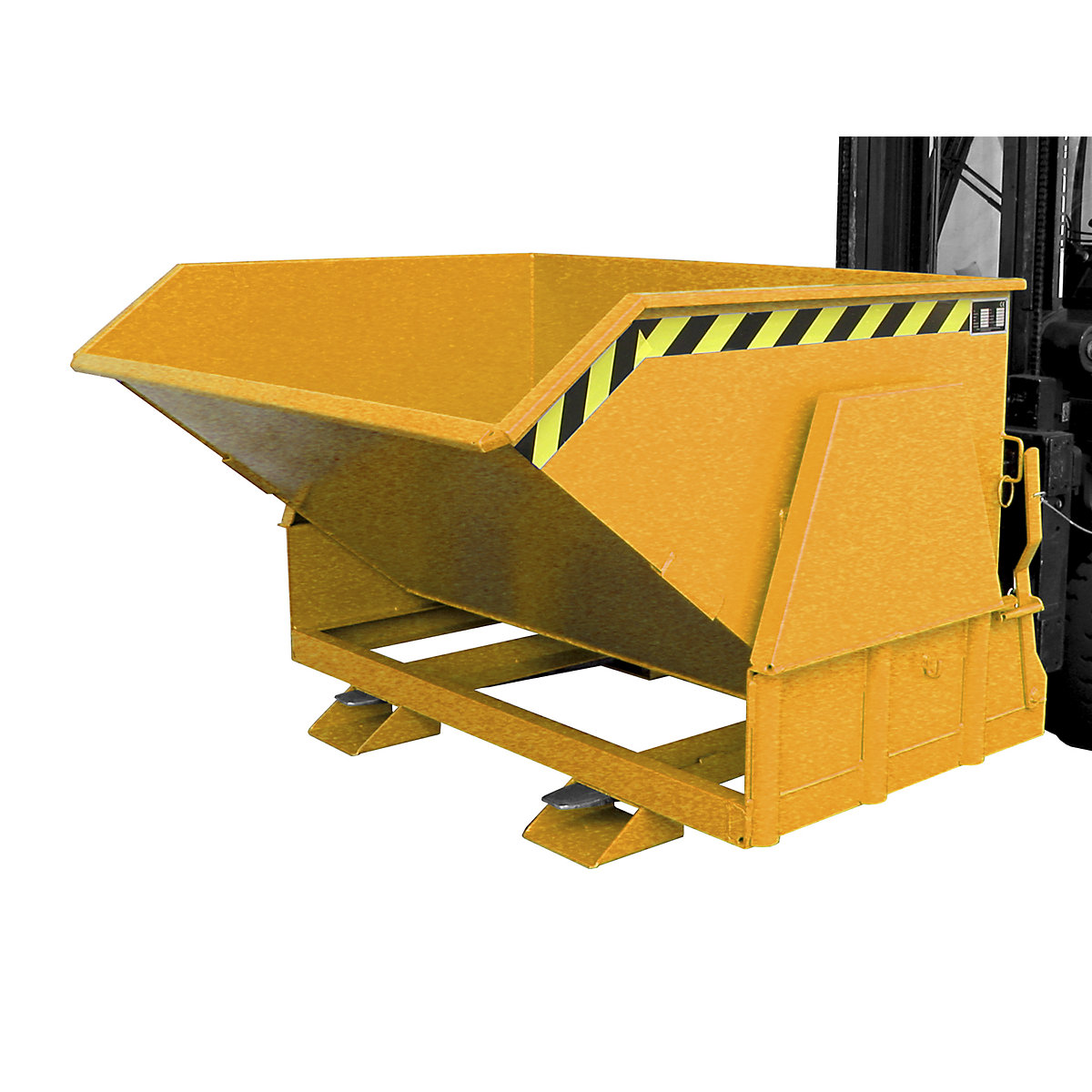 Tilting skip, standard overall height, without wheels – eurokraft pro, capacity 1.2 m³, painted orange RAL 2000-11