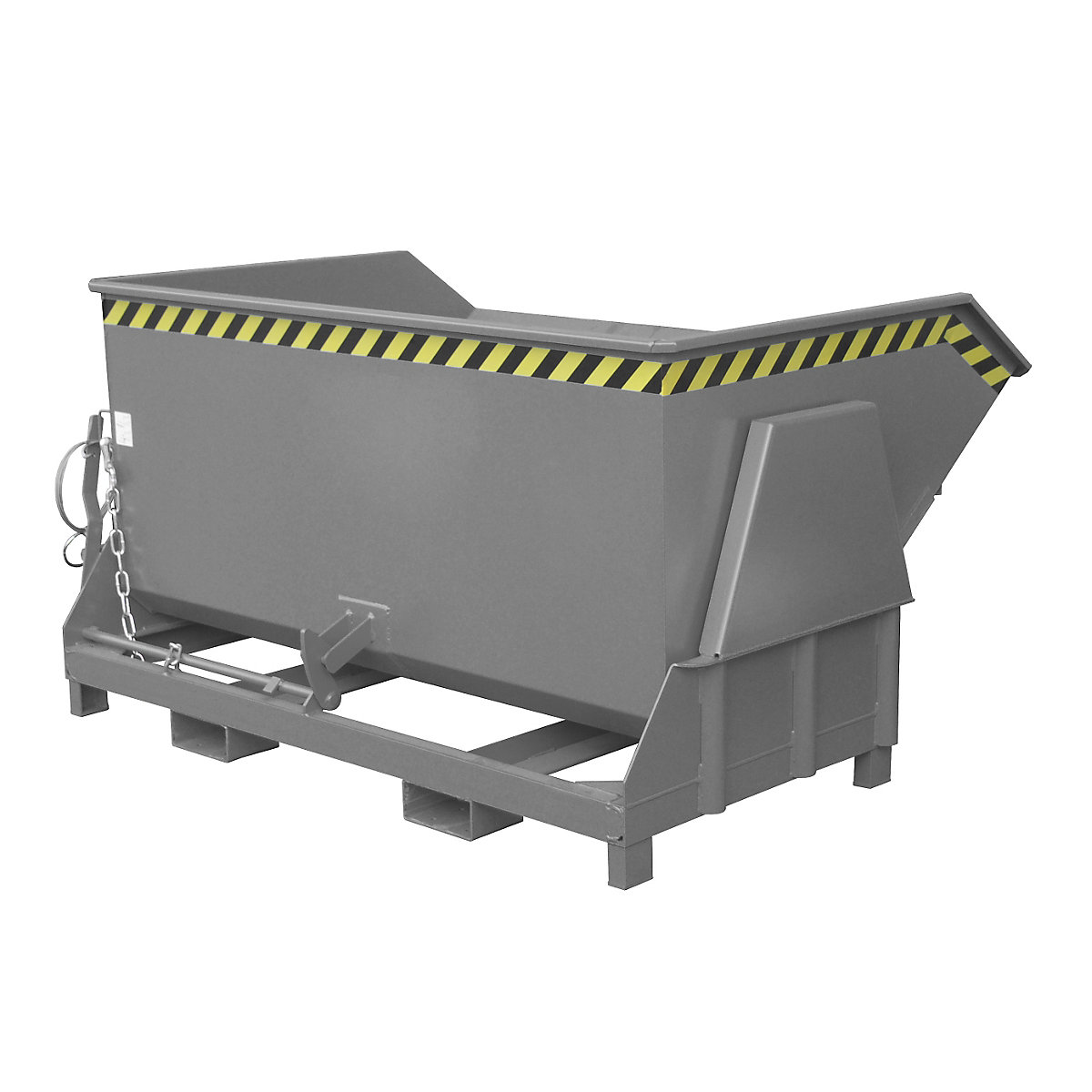 Tilting skip, standard overall height, without wheels – eurokraft pro, capacity 1.5 m³, painted grey RAL 7005-7