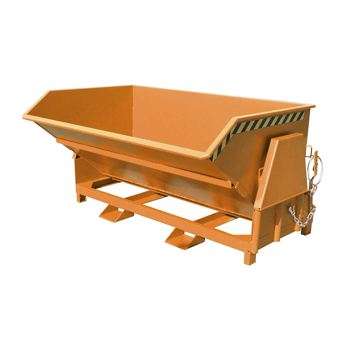 Tilting skip, standard overall height, without wheels – eurokraft pro, capacity 2.0 m³, painted orange RAL 2000-8