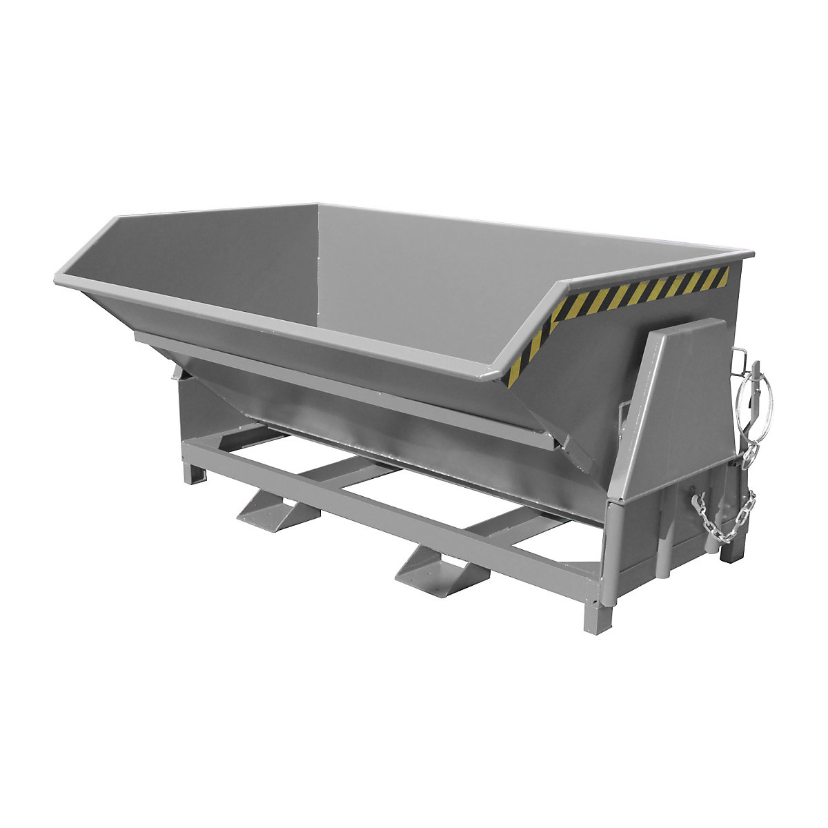 Tilting skip, standard overall height, without wheels – eurokraft pro, capacity 2.0 m³, painted grey RAL 7005-10