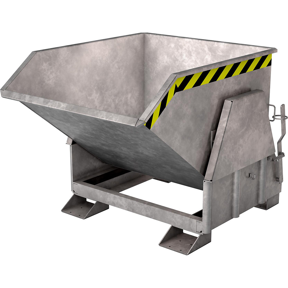 Tilting skip, standard overall height, without wheels – eurokraft pro, capacity 1.2 m³, hot dip galvanised-9