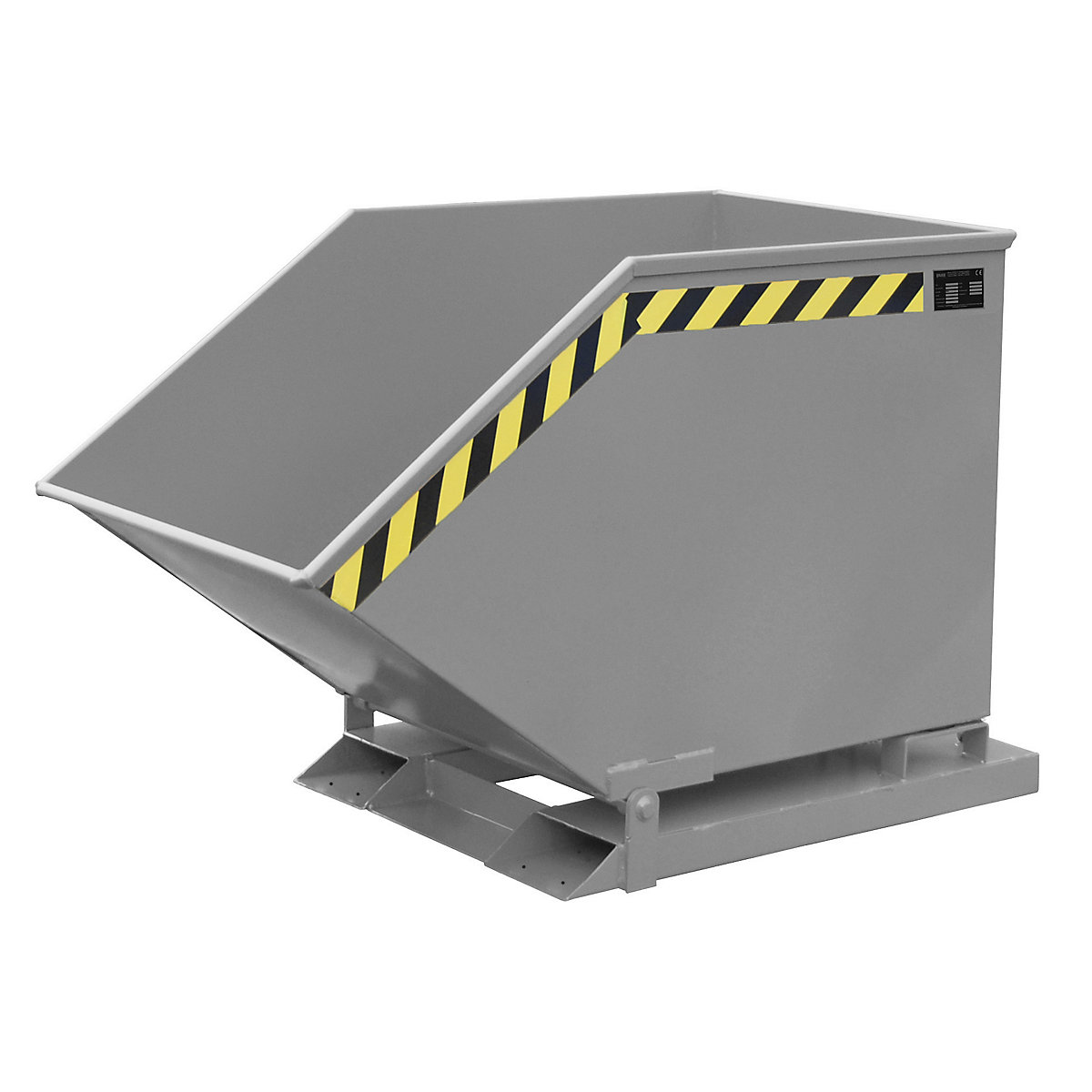 Tilting skip with tilting mechanism – eurokraft pro, box-shaped, capacity 0.4 m³, grey RAL 7005-8