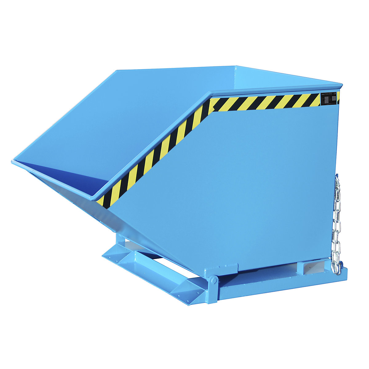 Tilting skip with tilting mechanism – eurokraft pro, box-shaped, capacity 0.8 m³, blue RAL 5012-4