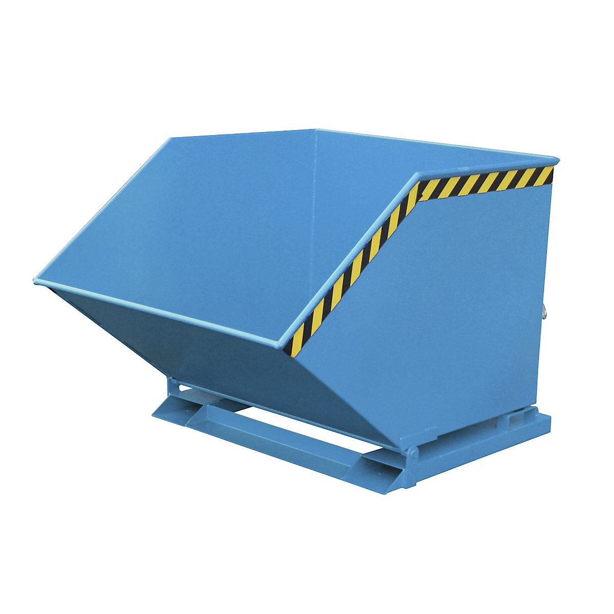 Tilting skip with tilting mechanism – eurokraft pro, box-shaped, capacity 1 m³, blue RAL 5012-9