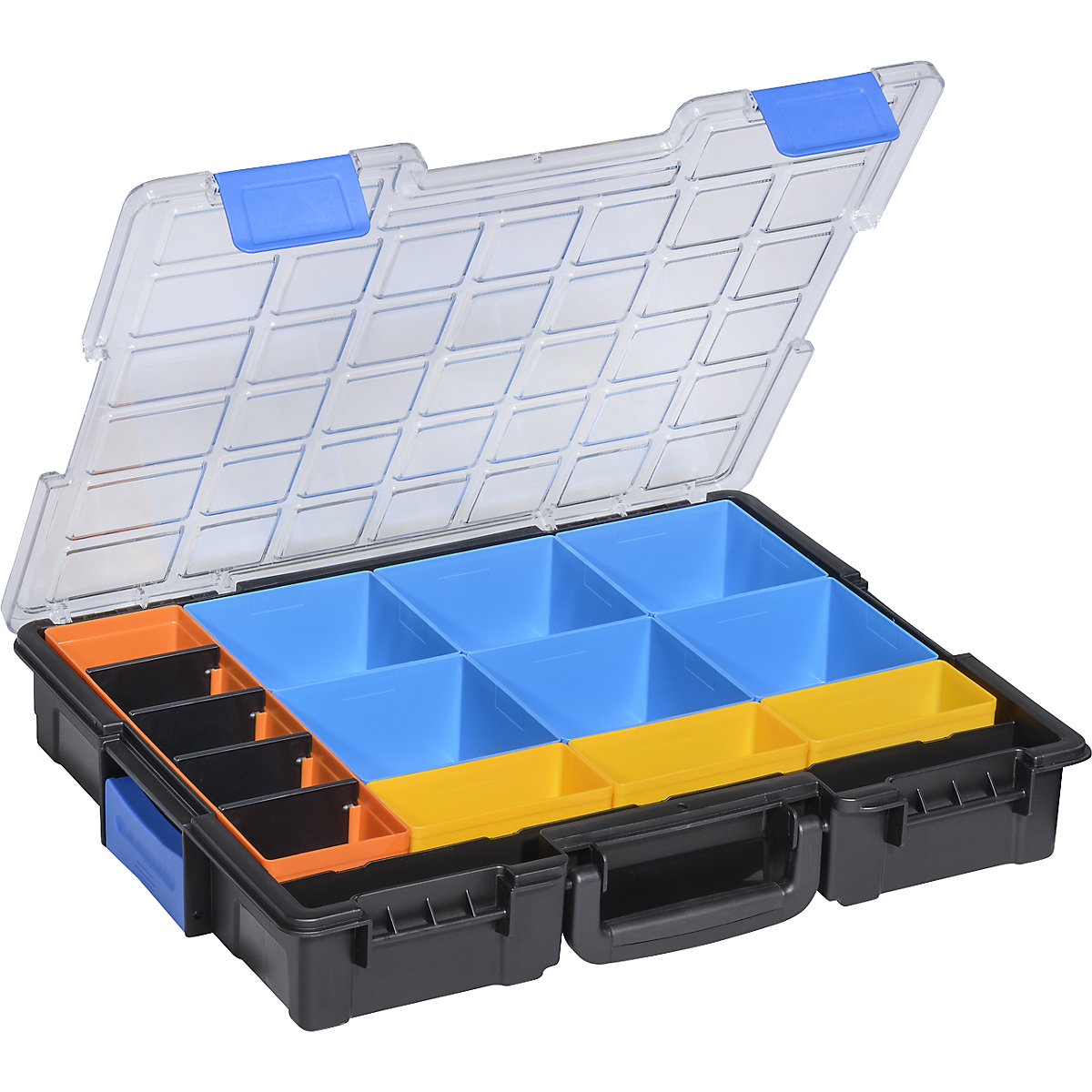Professional small parts case, external WxH 355 x 76 mm, pack of 2, with 15 insert boxes-6