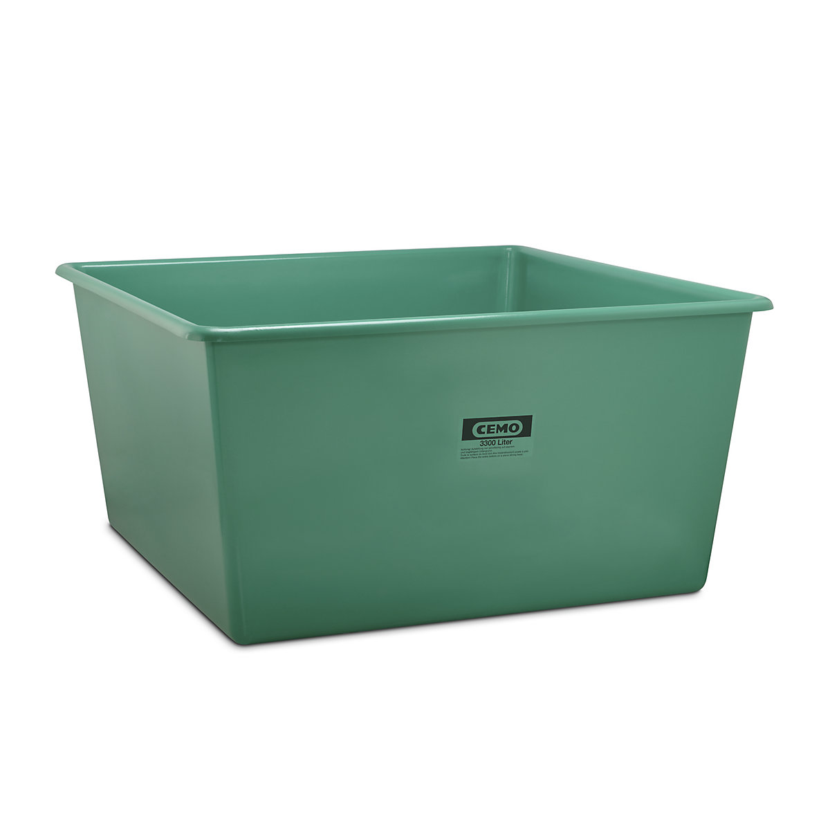 Large GRP container – CEMO, capacity 3300 l, LxWxH 2040 x 2040 x 1030 mm, green-5
