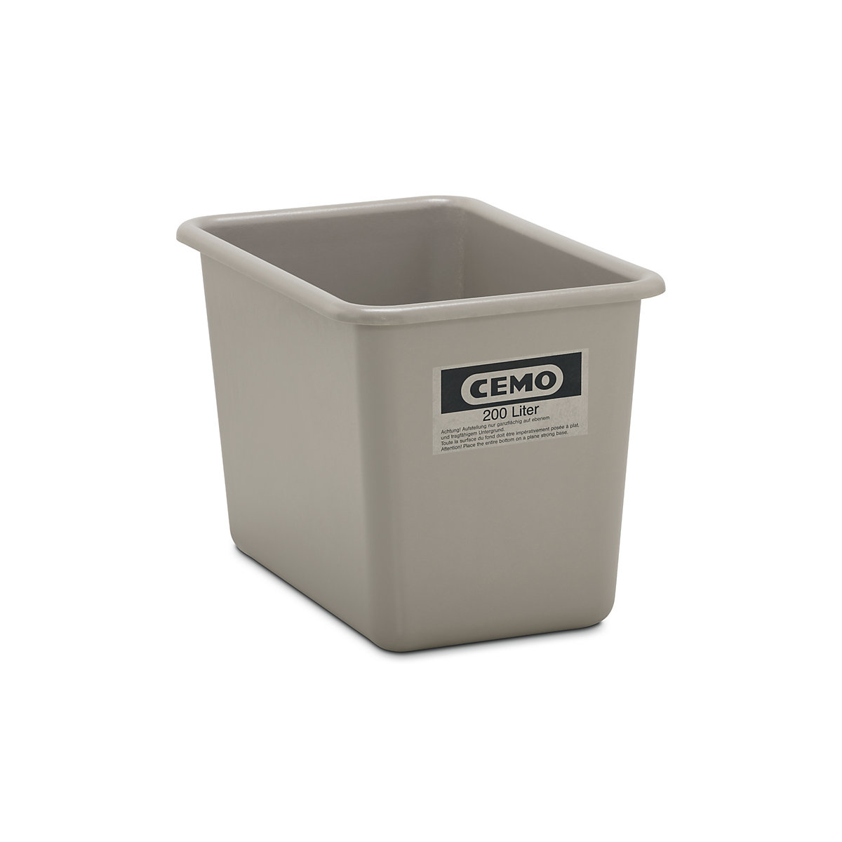 Large GRP container – CEMO, capacity 200 l, LxWxH 873 x 572 x 585 mm, grey-6