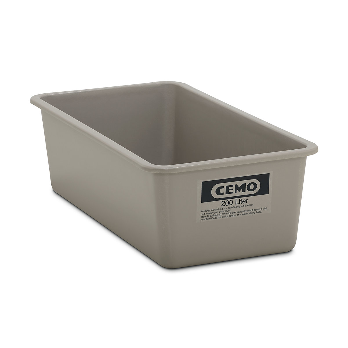 Large GRP container – CEMO, capacity 200 l, LxWxH 1218 x 620 x 358 mm, grey-5