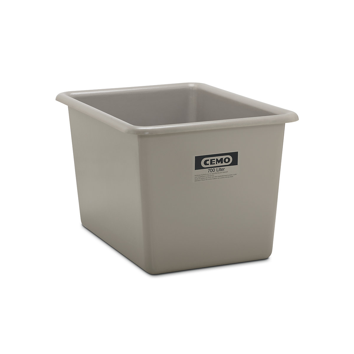 Large GRP container – CEMO, capacity 700 l, LxWxH 1320 x 970 x 800 mm, grey-5