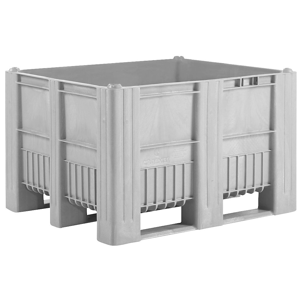 Polyethylene pallet box capacity 300 l, 2 swivel castors and 2 fixed