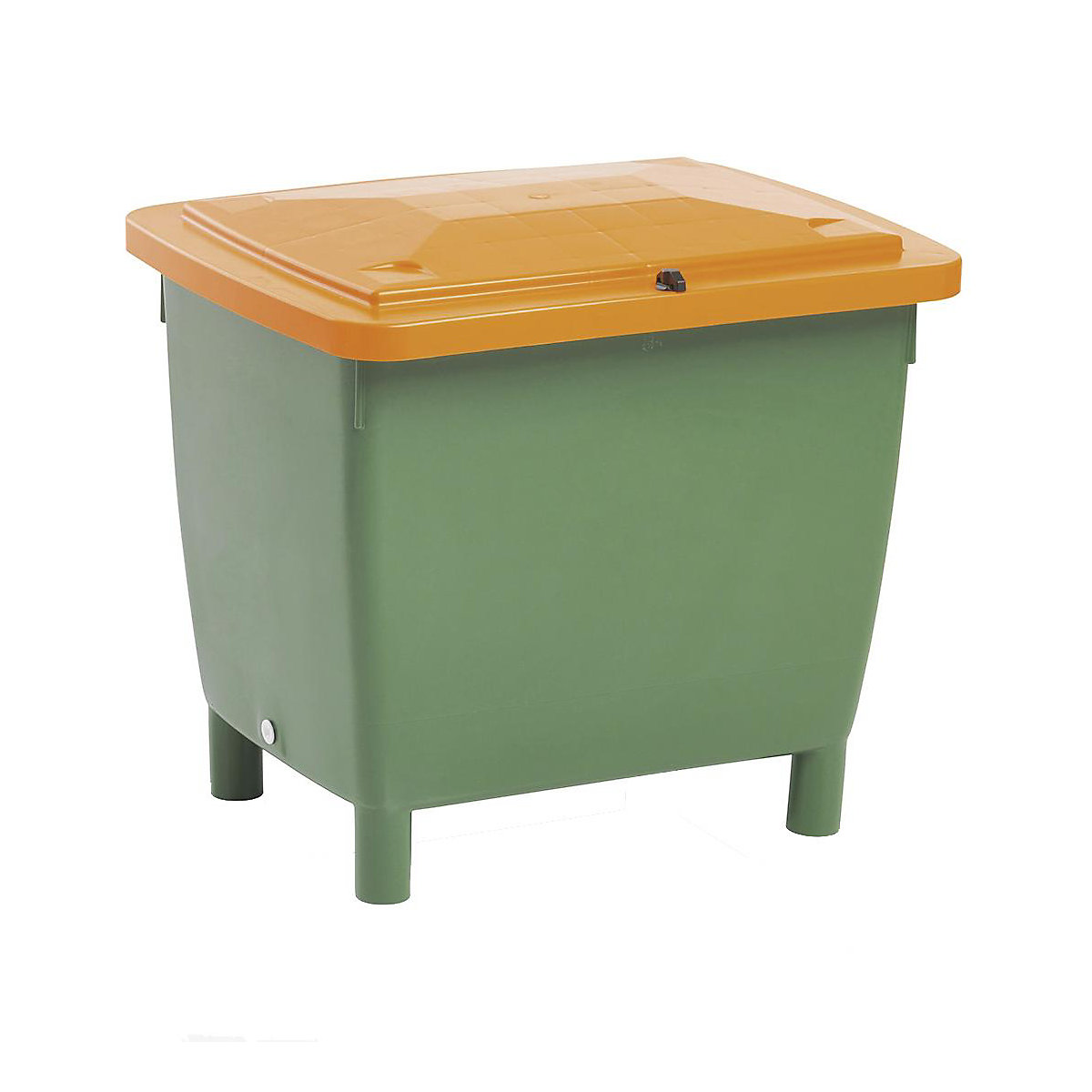 Rectangular container, with hinged lid, capacity 210 l, green container, orange lid-10