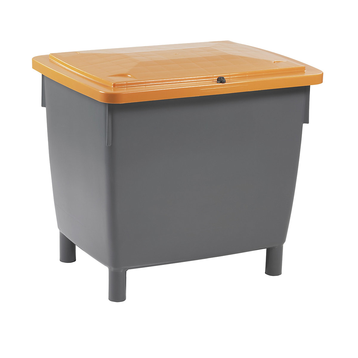 Rectangular container, with hinged lid, capacity 400 l, basalt grey container, orange lid-8