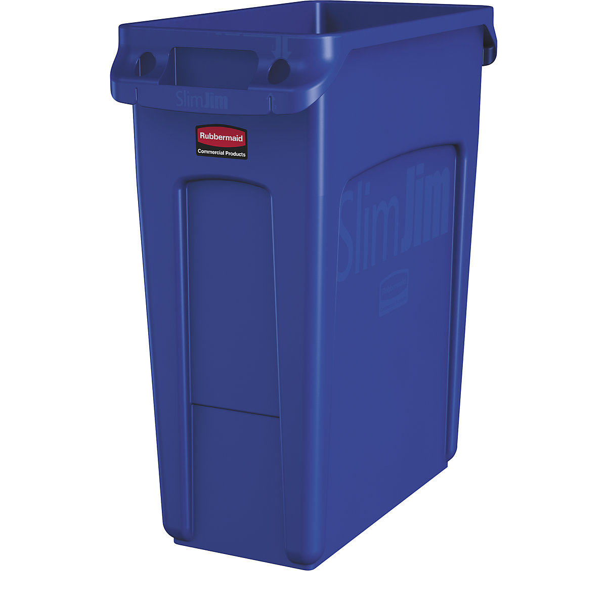 SLIM JIM® recyclable waste collector/waste bin – Rubbermaid, capacity 60 l, with ventilation ducts, blue, 3+ items-10