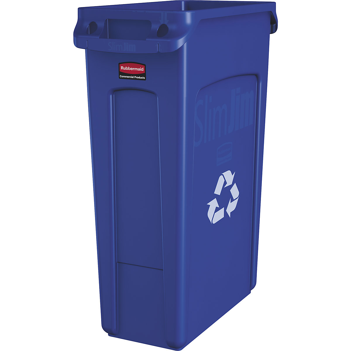 SLIM JIM® recyclable waste collector/waste bin – Rubbermaid, capacity 87 l, with ventilation ducts, blue-9