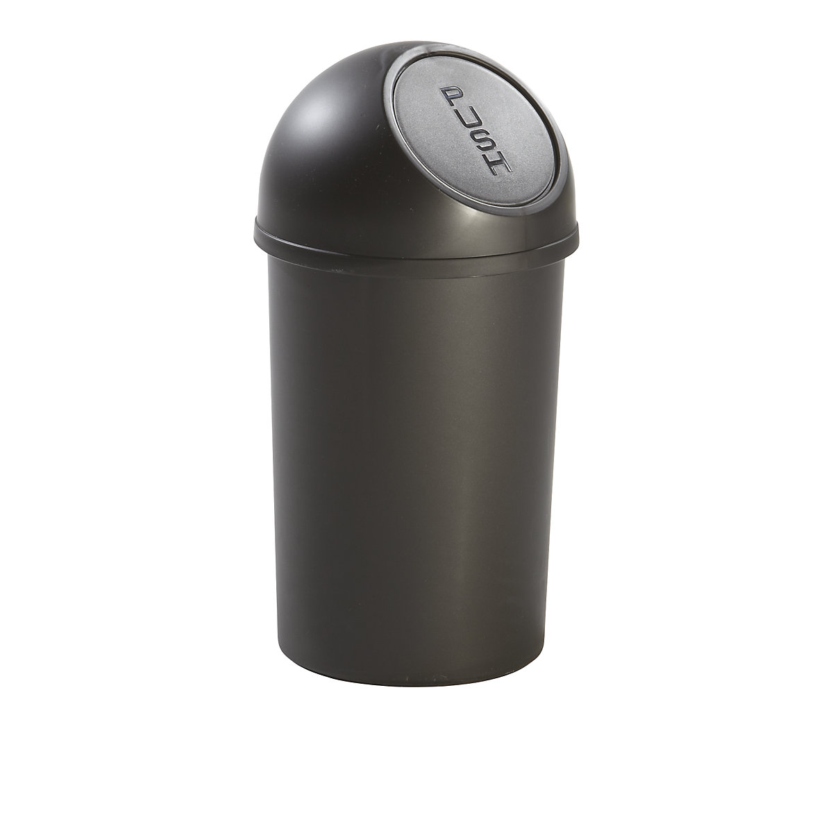 Plastični spremnik za otpad s otvaranjem na pritisak – helit, volumen 13 l, VxØ 490 x 252 mm, u crnoj boji, pak. 6 kom.-6