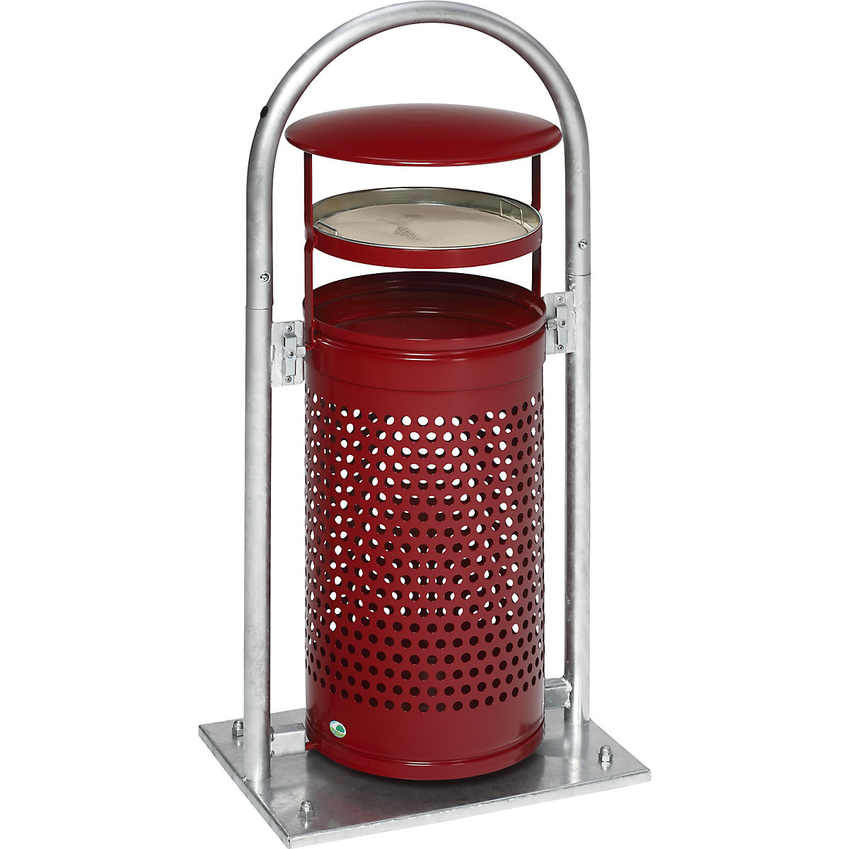 Kombinirana pepeljara s cijevnim lukom i krovom – VAR, volumen 65 l, ŠxVxD 580 x 1145 x 380 mm, u purpurno crvenoj boji-3