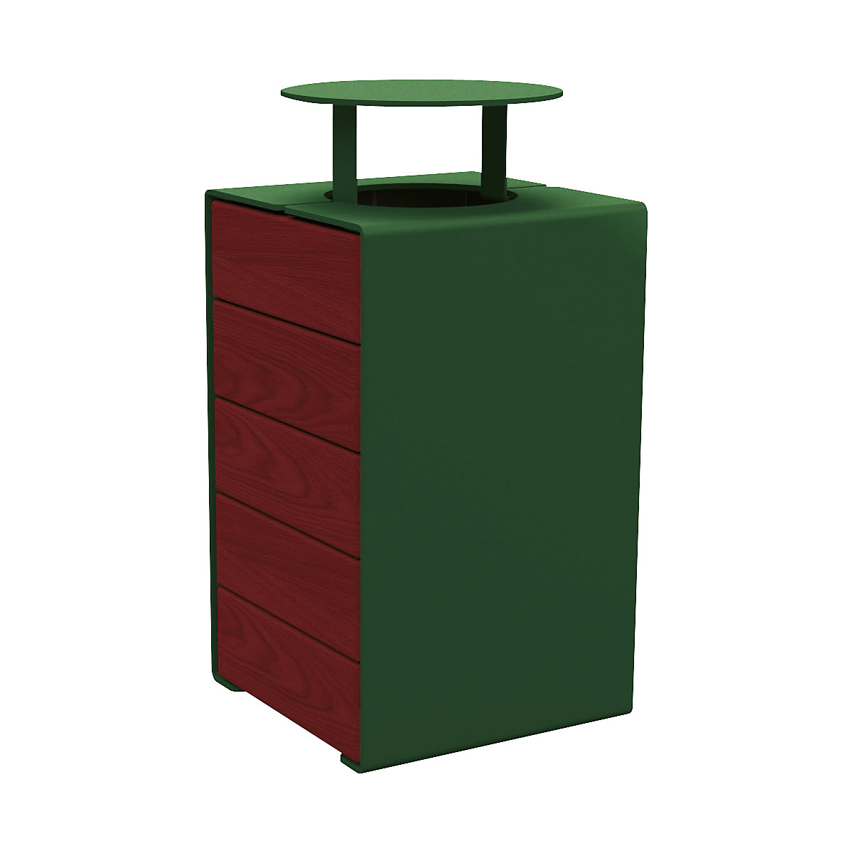 Košara za otpad KUBE s poklopcem – PROCITY, volumen 120 l, u zelenoj boji/mahagonij-2