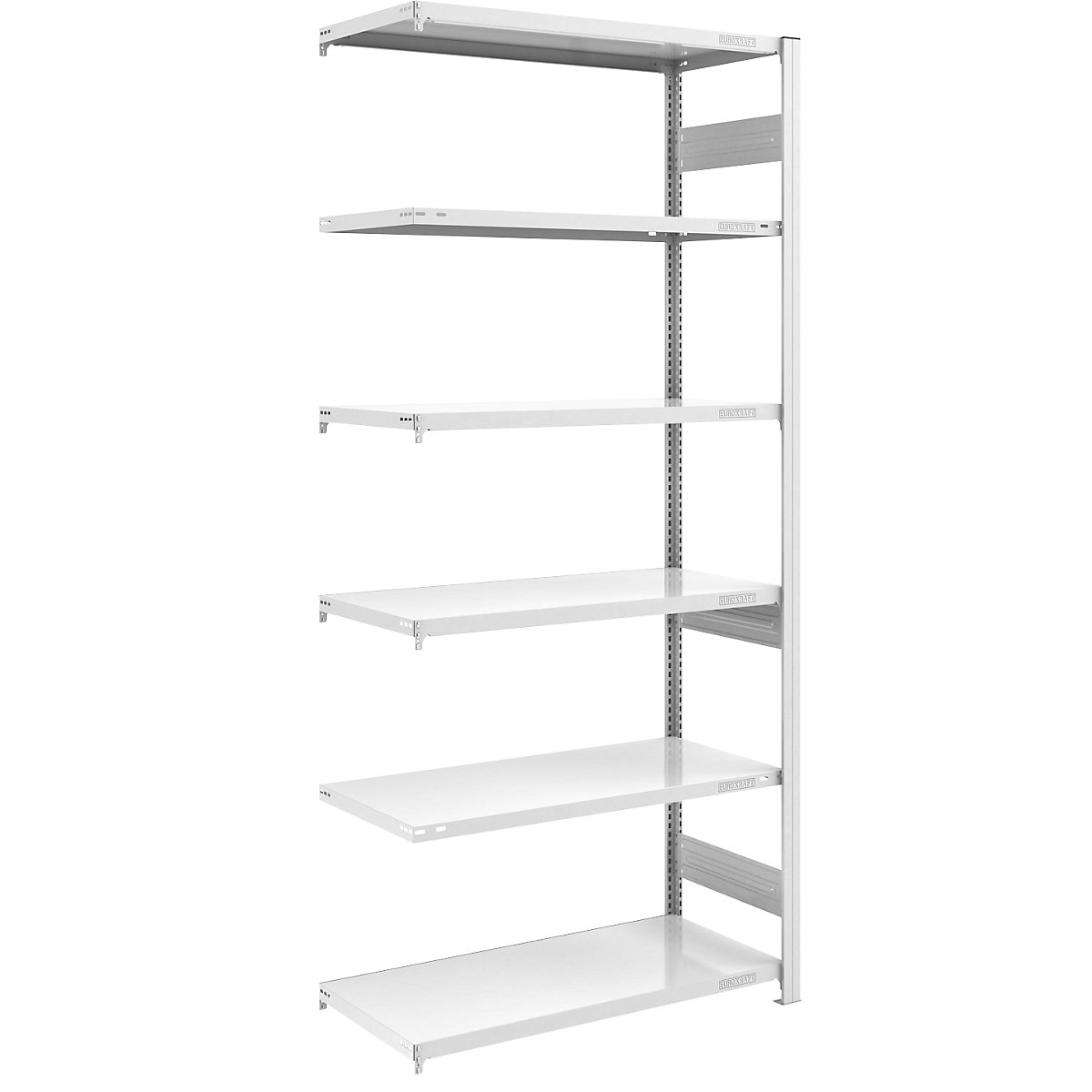 hofe – Sastavni regal za teške terete, u sivoj boji, dvostrana izvedba, visina regala 2500 mm, 6 polica, dogradni regal, ŠxD 1000 x 600 mm