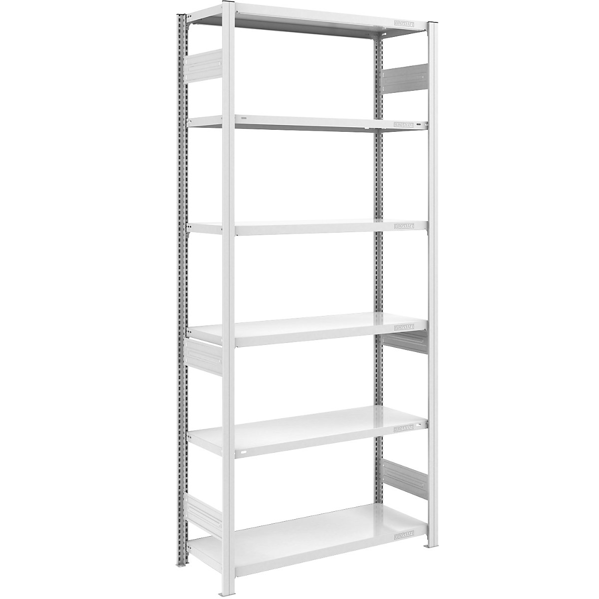 hofe – Sastavni regal za teške terete, u sivoj boji, dvostrana izvedba, visina regala 2500 mm, 6 polica, osnovni regal, ŠxD 1000 x 500 mm
