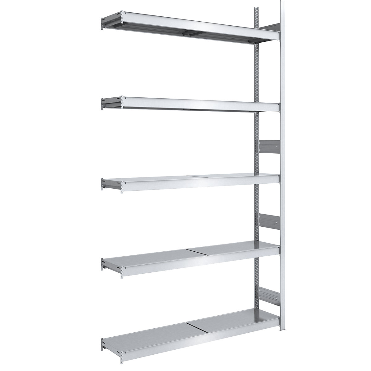 hofe – Sastavni regal s velikim policama, pocinčan, ŠxD police 1500 x 400 mm, dogradni regal, 5 čeličnih polica, visina 3000 mm