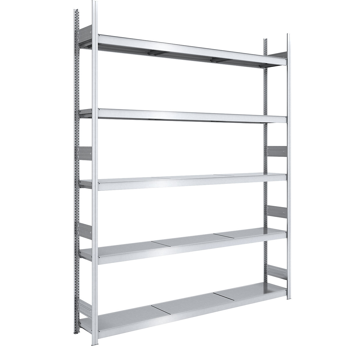 hofe – Sastavni regal s velikim policama, pocinčan, ŠxD police 2250 x 400 mm, osnovni regal, 5 čeličnih polica, visina 3000 mm