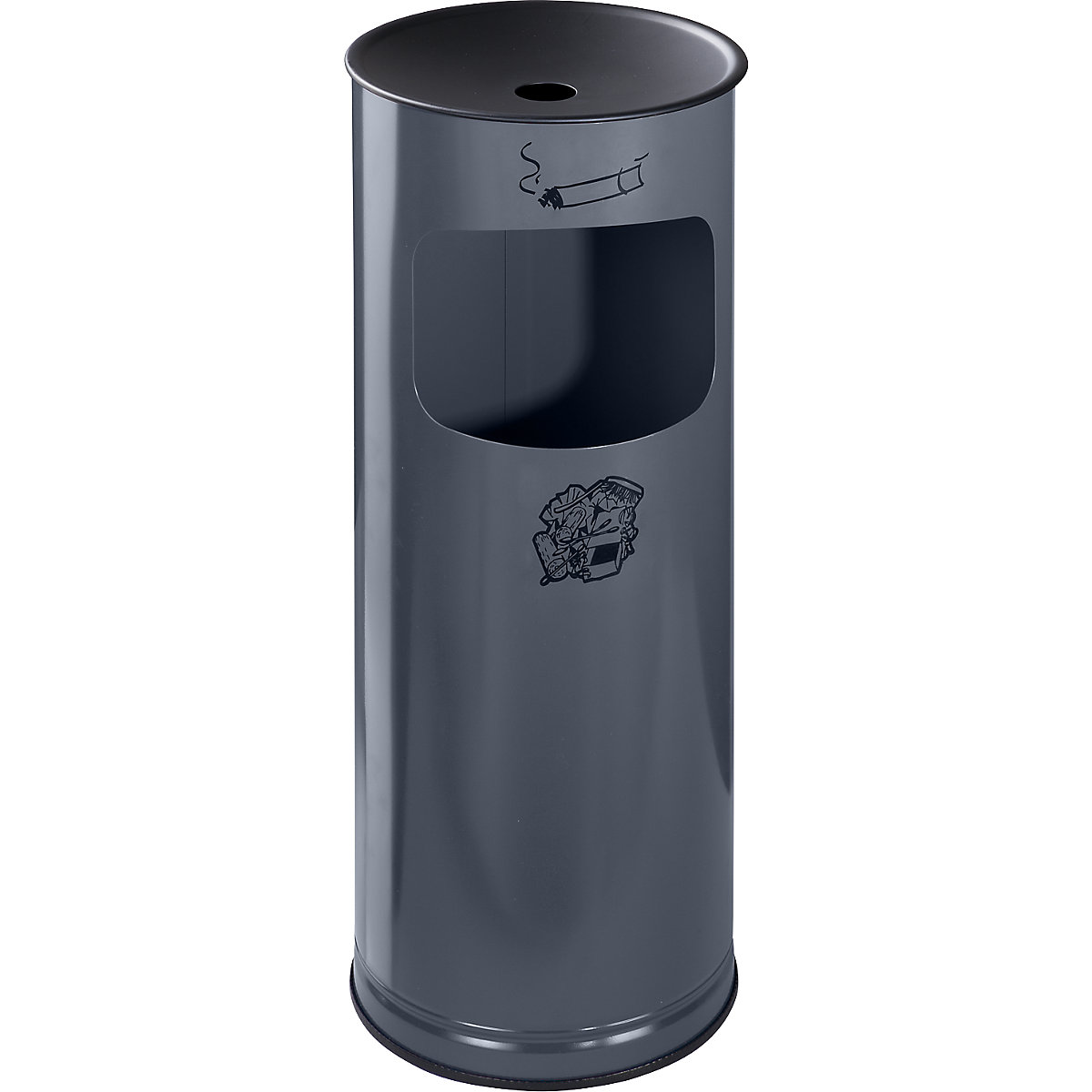 VAR – Combiné cendrier-poubelle anti-feu, tôle d'acier, capacité 17 l, h x Ø 610 x 250 mm, anthracite