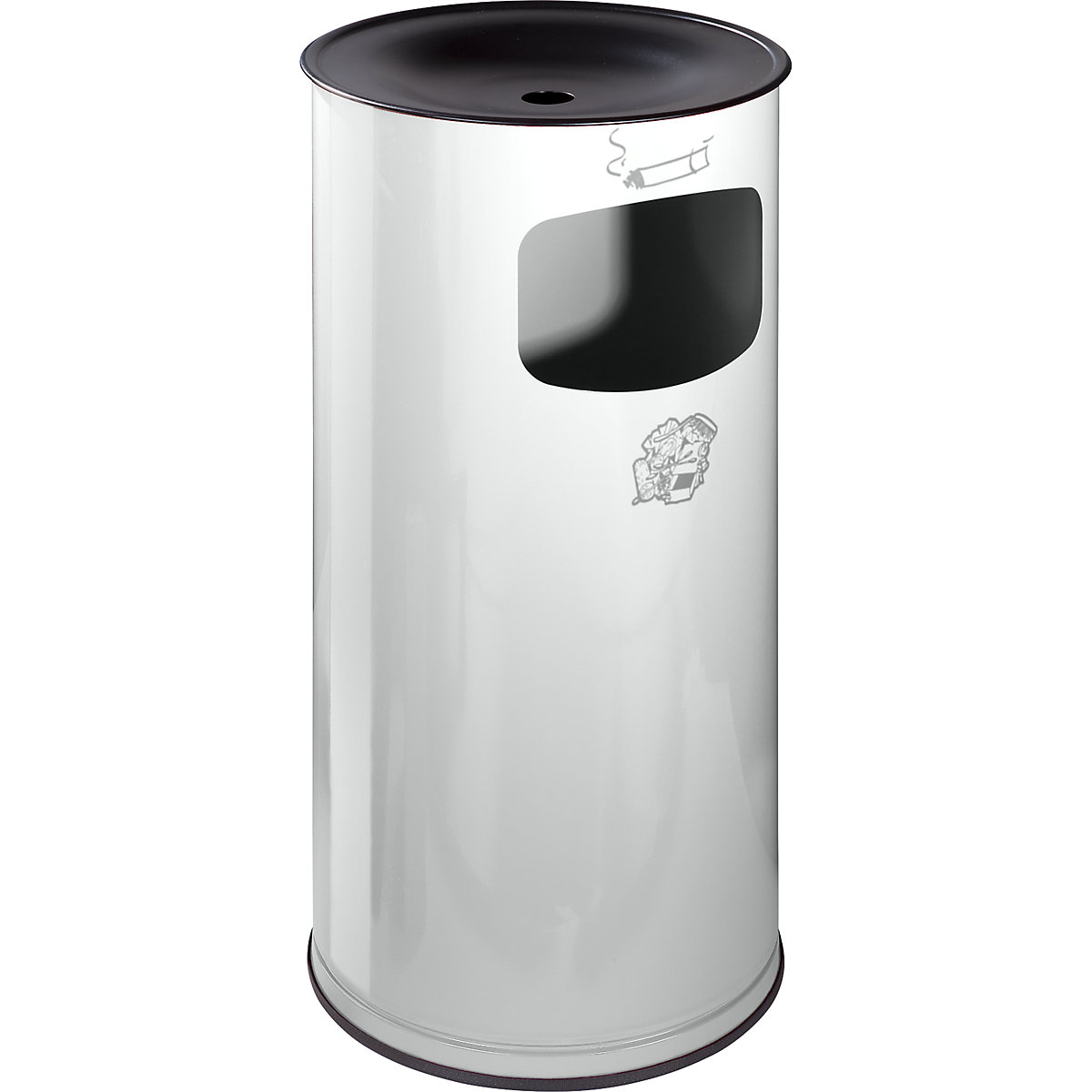 VAR – Combiné cendrier-poubelle anti-feu, tôle d'acier, capacité 44 l, h x Ø 710 x 355 mm, gris clair