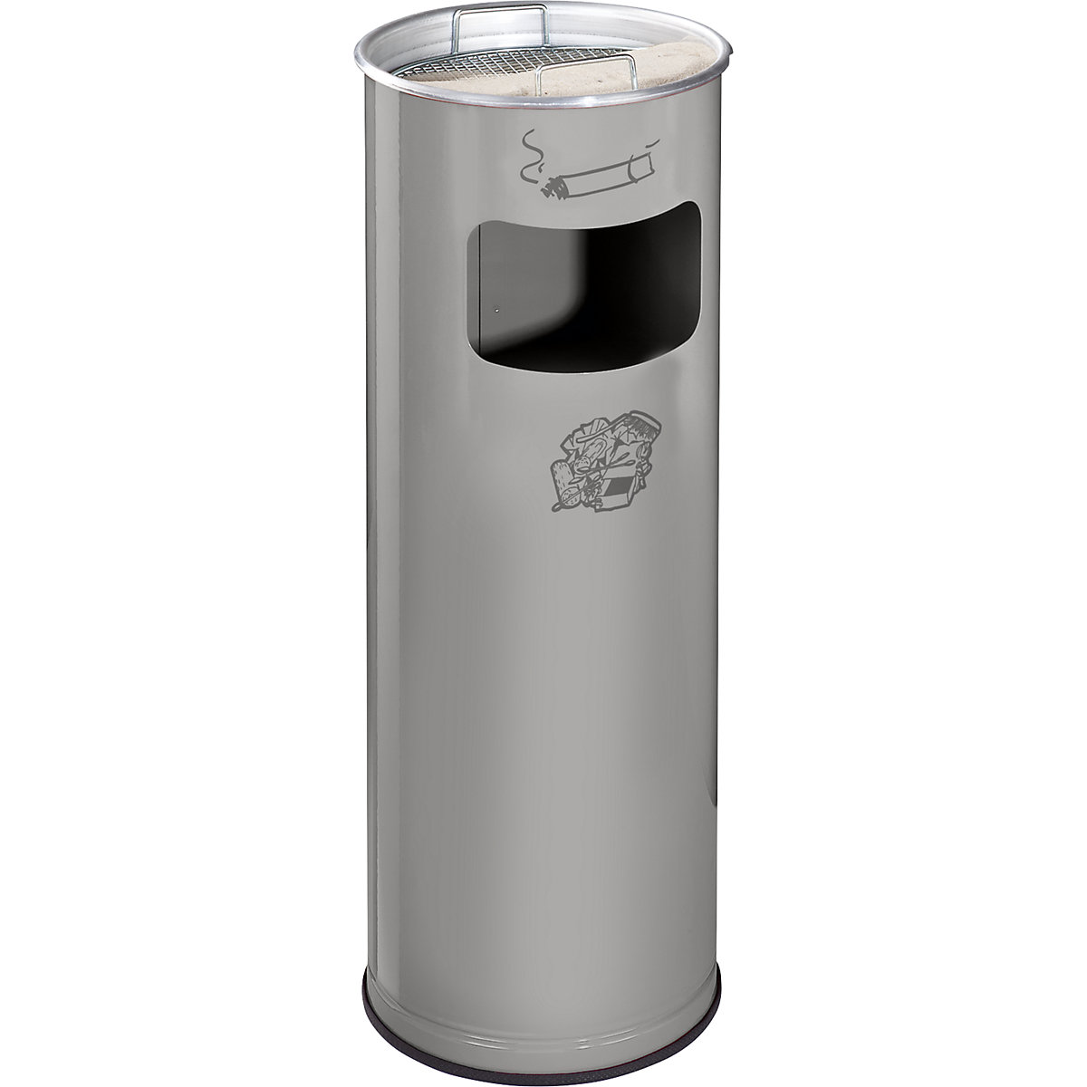 VAR – Combiné cendrier-poubelle, capacité 17 l, h x Ø 660 x 230 mm, tôle d'acier, argent