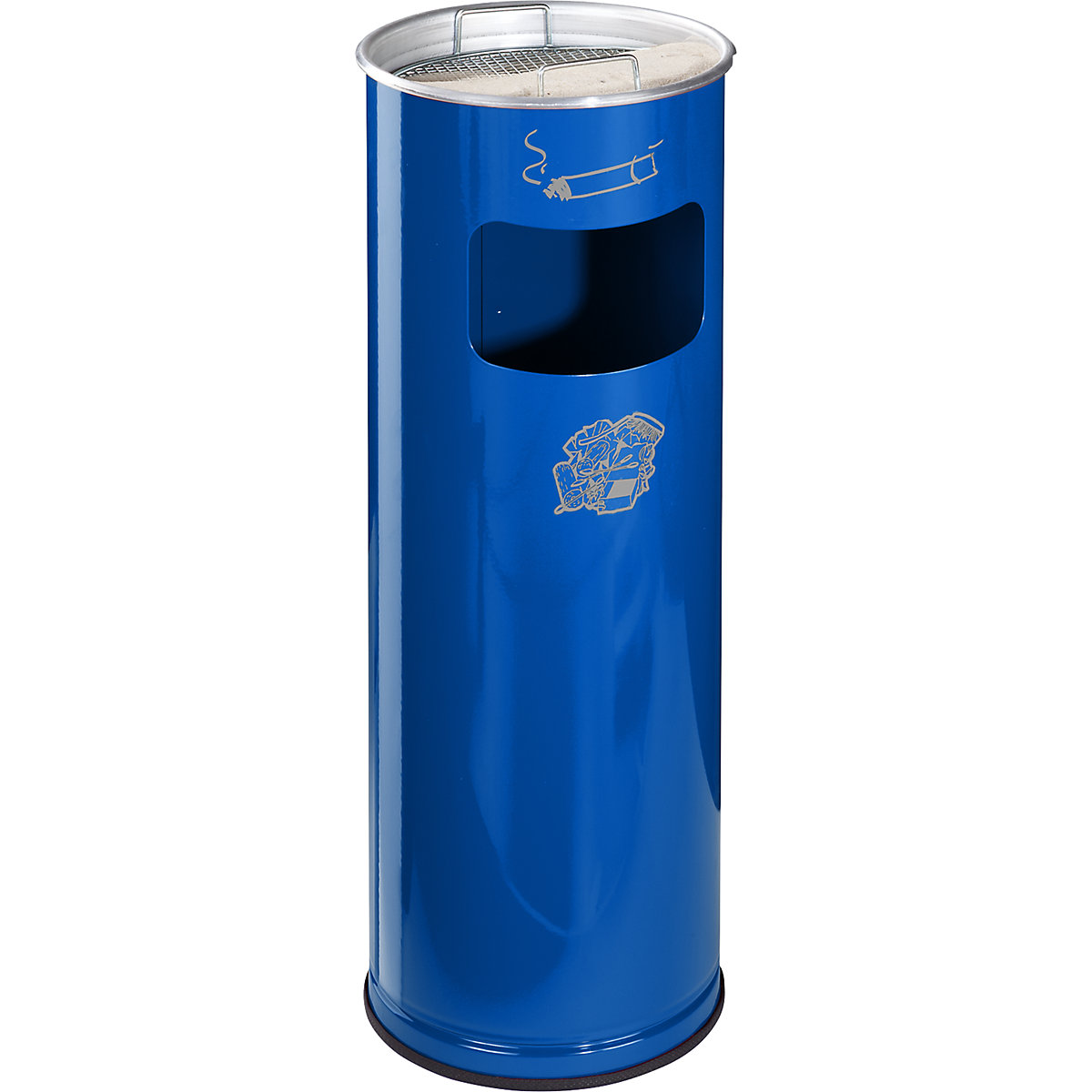 VAR – Combiné cendrier-poubelle, capacité 17 l, h x Ø 660 x 230 mm, tôle d'acier, bleu gentiane