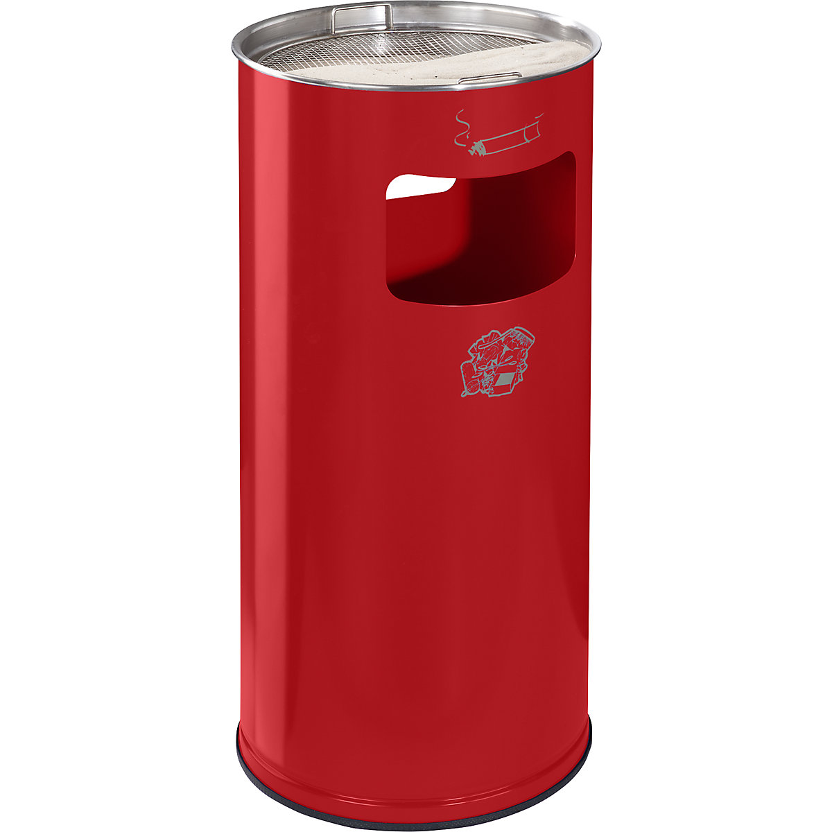 VAR – Combiné cendrier-poubelle, capacité 37 l, h x Ø 700 x 320 mm, tôle d'acier, rouge feu