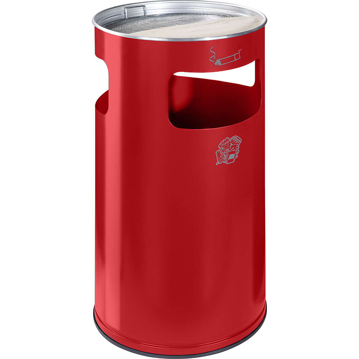 VAR – Combiné cendrier-poubelle, capacité 69 l, h x Ø 760 x 420 mm, tôle d'acier, rouge feu