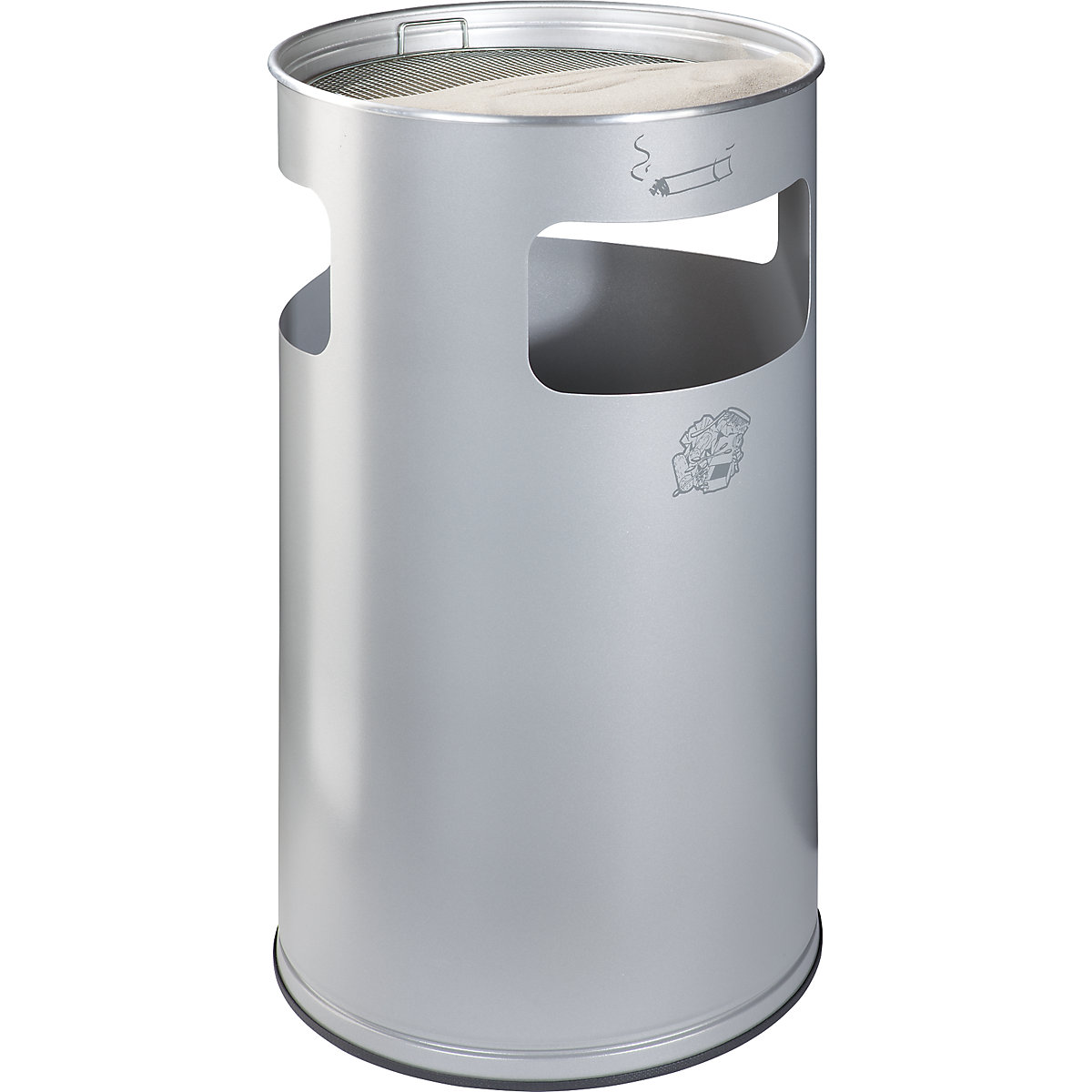 VAR – Combiné cendrier-poubelle, capacité 69 l, h x Ø 760 x 420 mm, tôle d'acier, argent