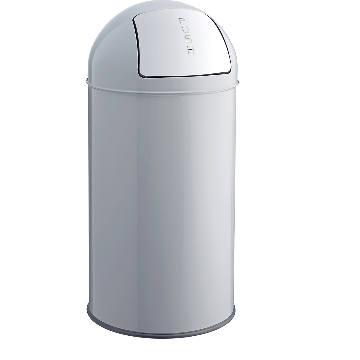 Poubelle à poussoir, acier – helit, fermeture automatique, gris moyen, 50 l, h x Ø 745 x 360 mm-4