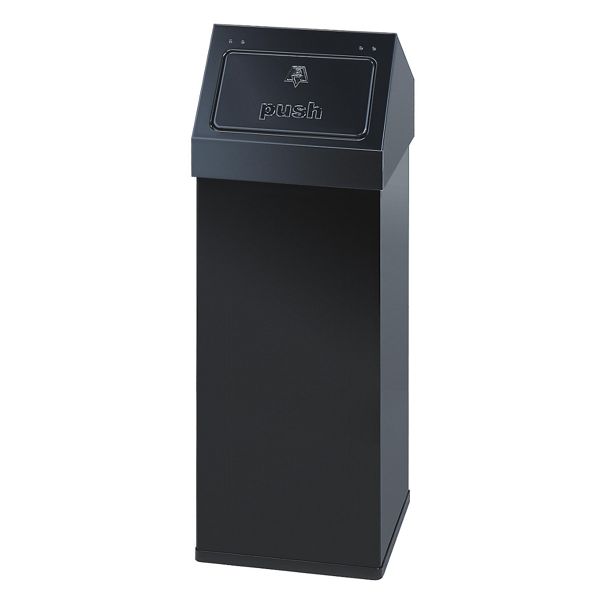 Poubelle, alu, avec couvercle à poussoir, capacité 110 l, l x h x p 390 x 1000 x 390 mm, noir-2