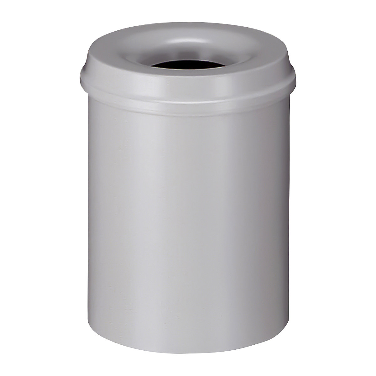Corbeille à papier auto-extinguible, capacité 15 l, h x Ø 360 x 255 mm, corps gris / étouffoir gris