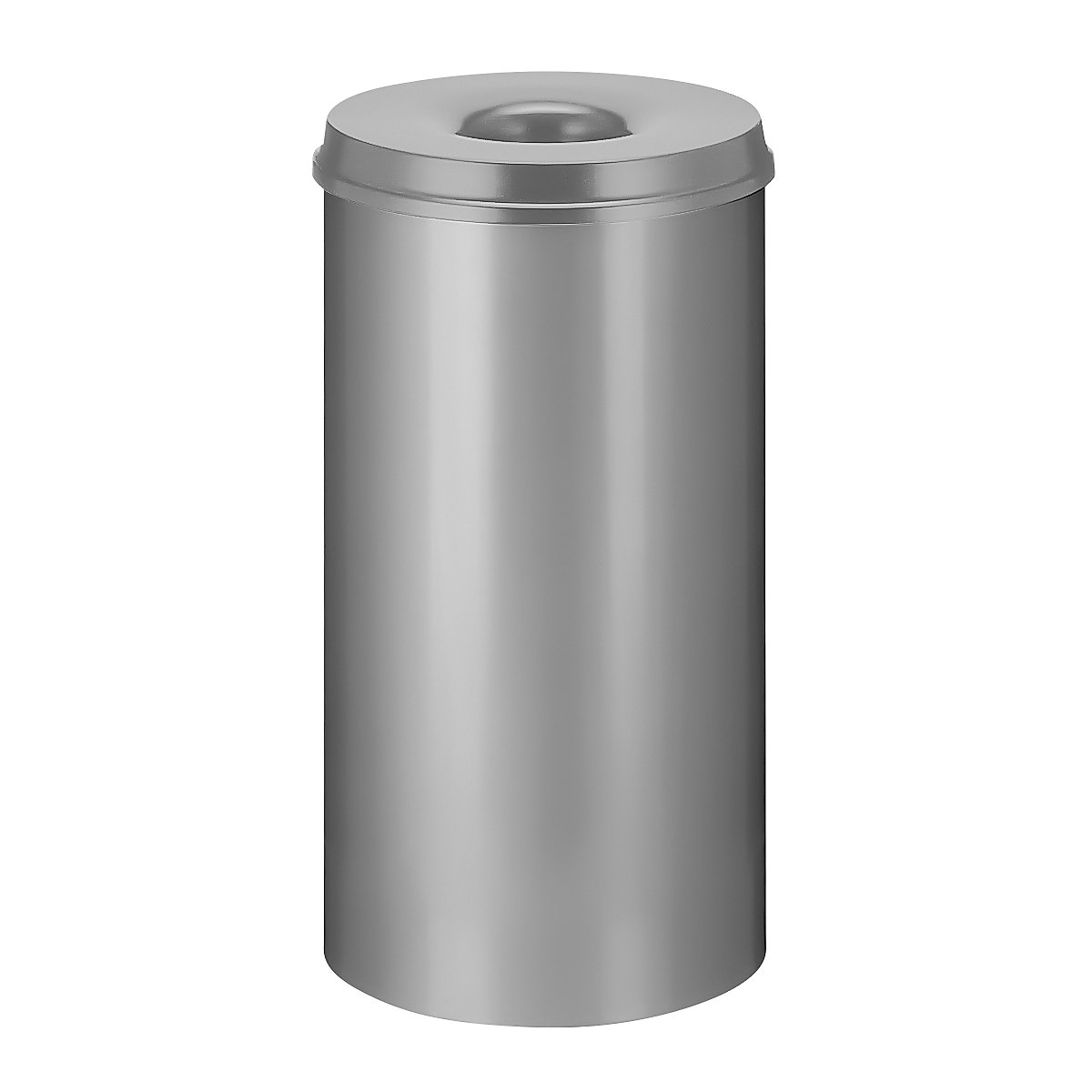 Corbeille à papier auto-extinguible, capacité 50 l, h x Ø 625 x 335 mm, corps gris / étouffoir gris