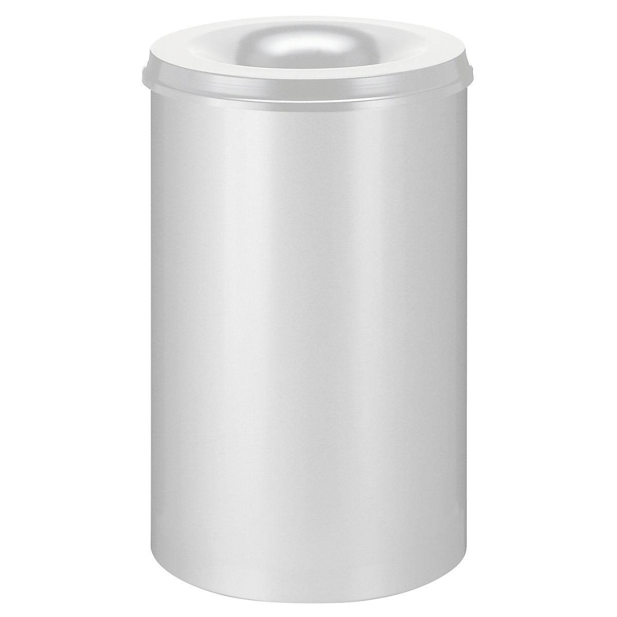 Corbeille à papier auto-extinguible, capacité 110 l, h x Ø 720 x 470 mm, corps gris / étouffoir gris