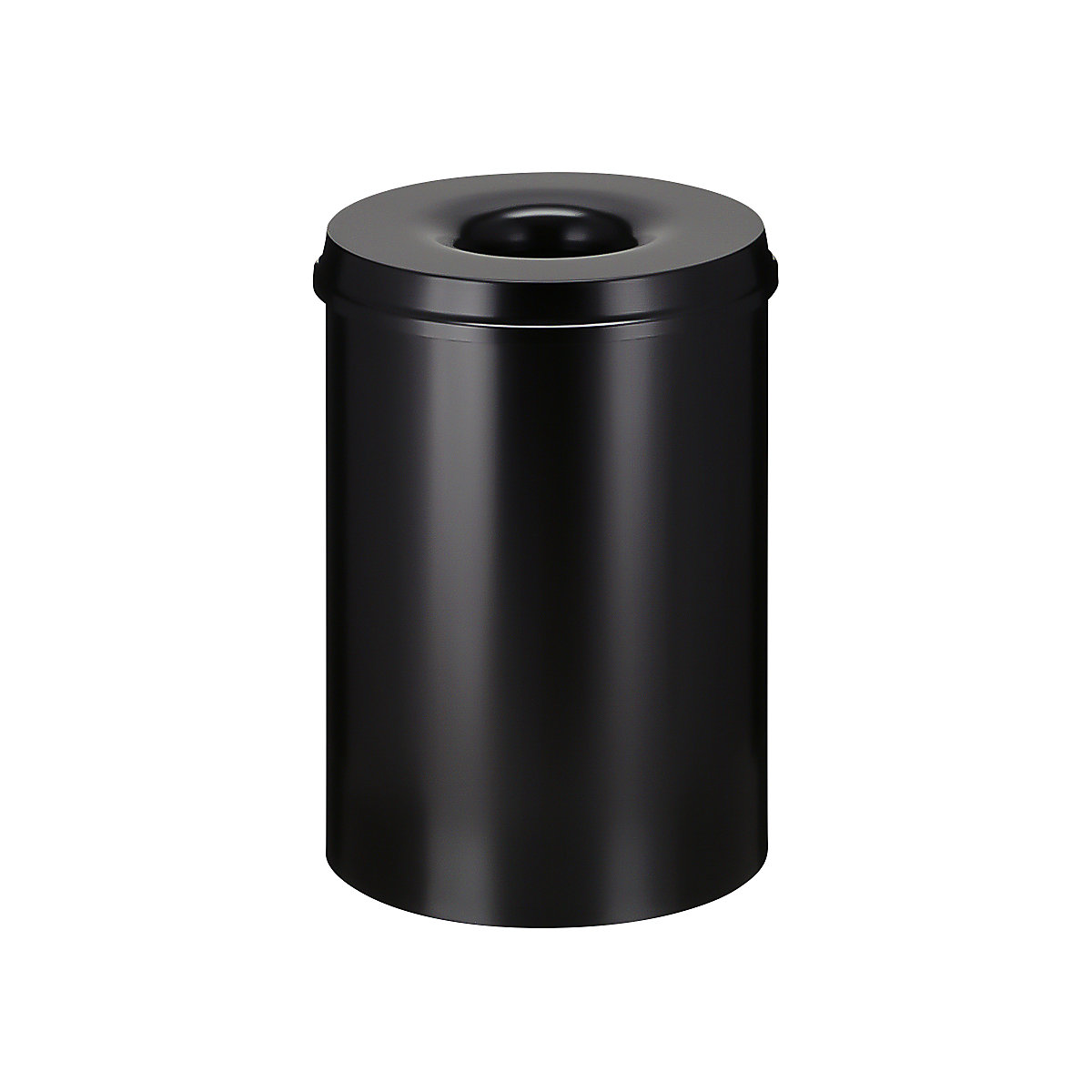Corbeille à papier de sécurité, en acier, auto-extinguible, capacité 30 l, h x Ø 470 x 335 mm, corps noir / étouffoir noir-9